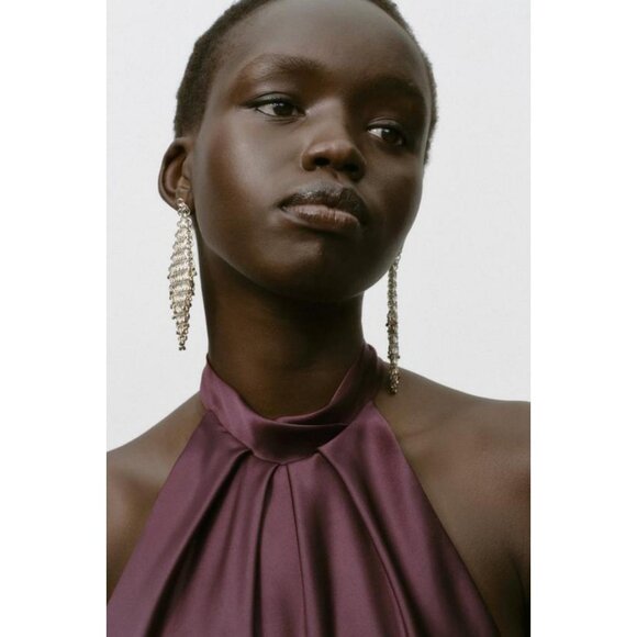 ZARA HALTER MIDI DRESS - Picture 4 of 9